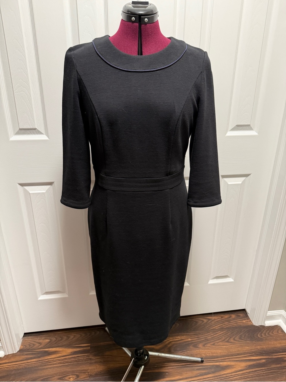 Boden Black Midi Dress with Three-Quarter Sleeves